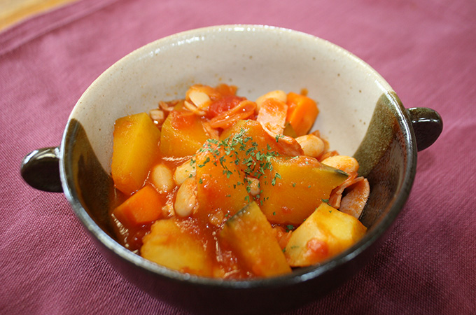 かぼちゃと大豆のトマト煮